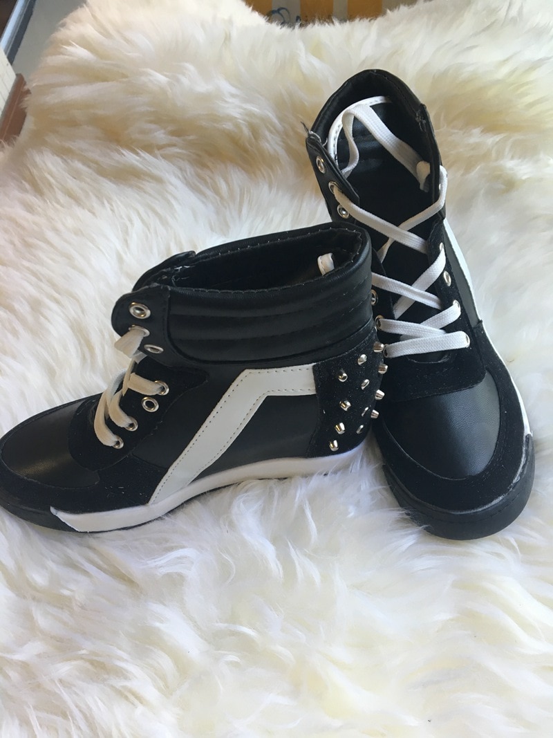 Asileto dam högklackat skor dam sneakers komfortnit dold kilklack hög topp  t349