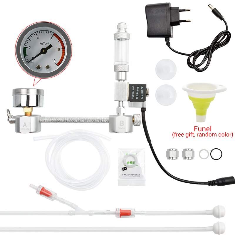 NICREW DIY CO2 Reaktor Generator System Bausatz Für Aquarium Panzer Co2 Regler Diffusor Magnet Für Gepflanzt Aquarium Zubehör: Solenoid und Eu Stecker