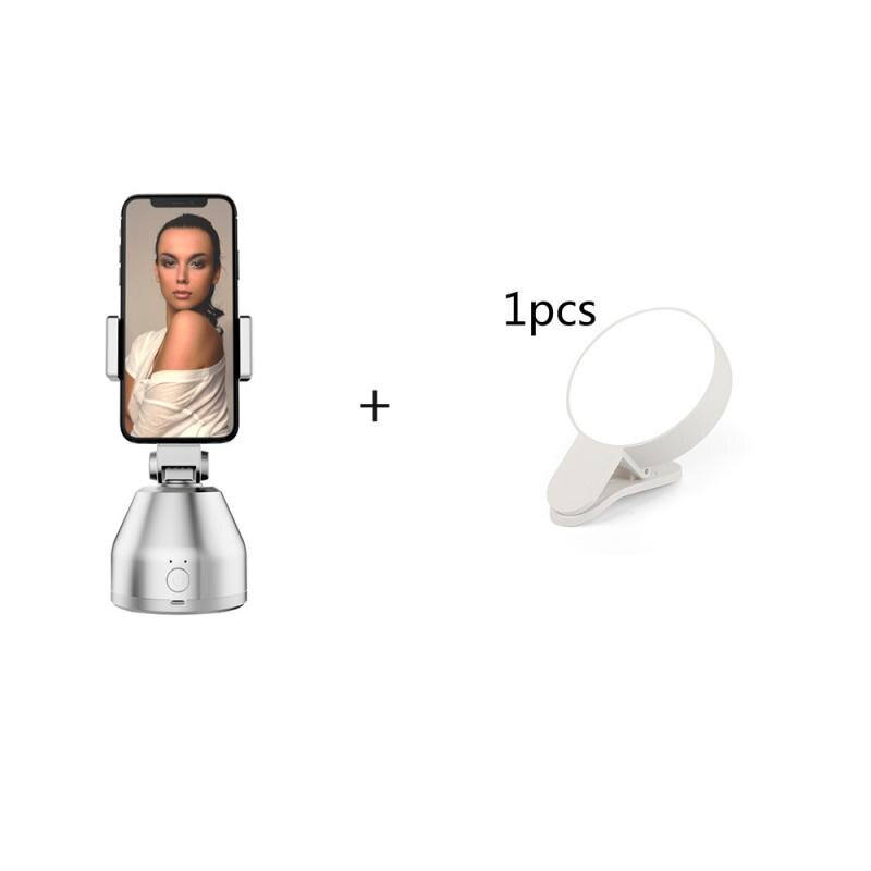 Selfie Stick Smart AI Gimbal Personal Robot Cameraman 360°Auto Rotation Face Tracking Mobile Phone Stand For Mobile Phone: white and light