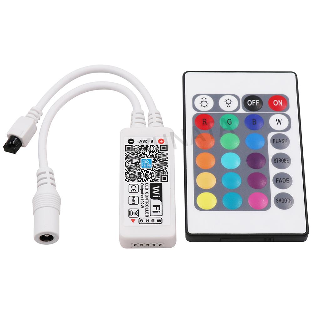 DC9-12V Mini WiFi LED RGB RGBW Controller with 24Key IR Remote Controller for 5050 RGB RGBW LED Strip Light