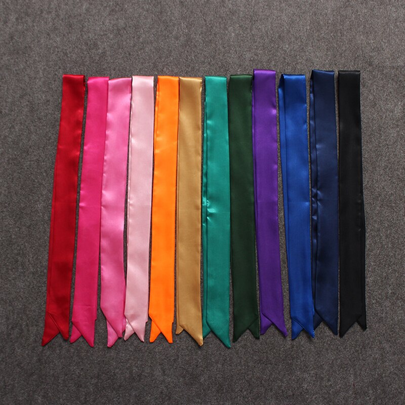 Twill Emulation Silk Solid Bag Scarf Women Small Scarf Ribbon Handbag Hair Long Shawl Bandana Luxury Head Scarf
