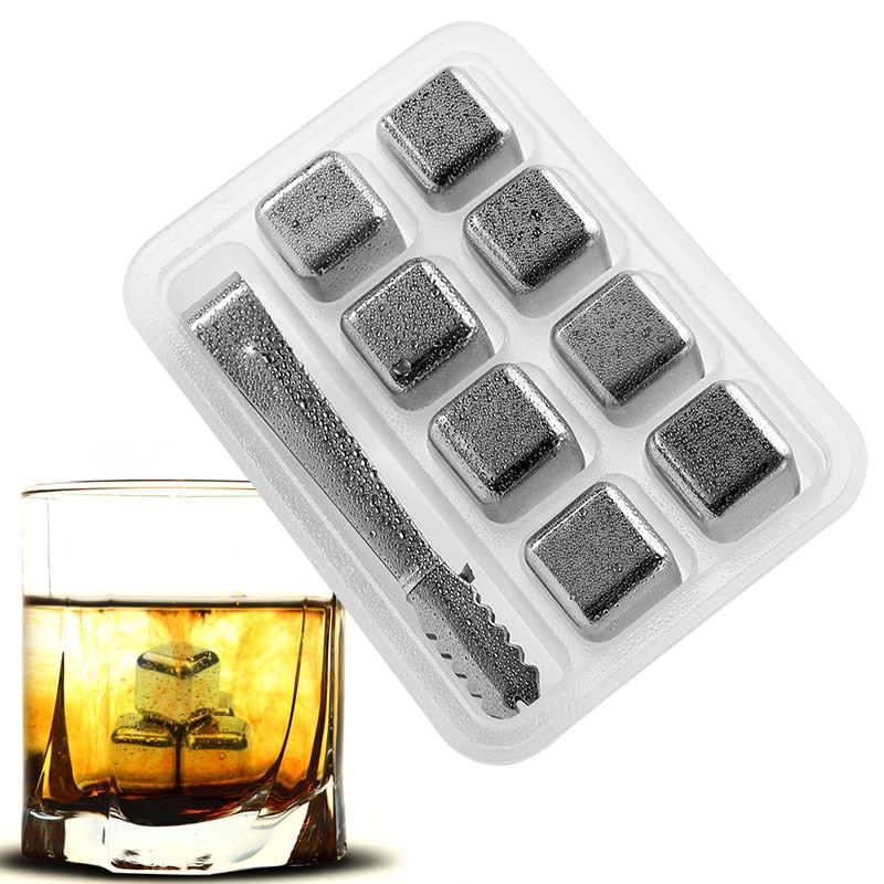 Whiskey Stones Set-Herbruikbare Ijsblokjes-Rvs Whisky Ijsblokjes-Whiskey Rocks - Whiskey voor Mannen