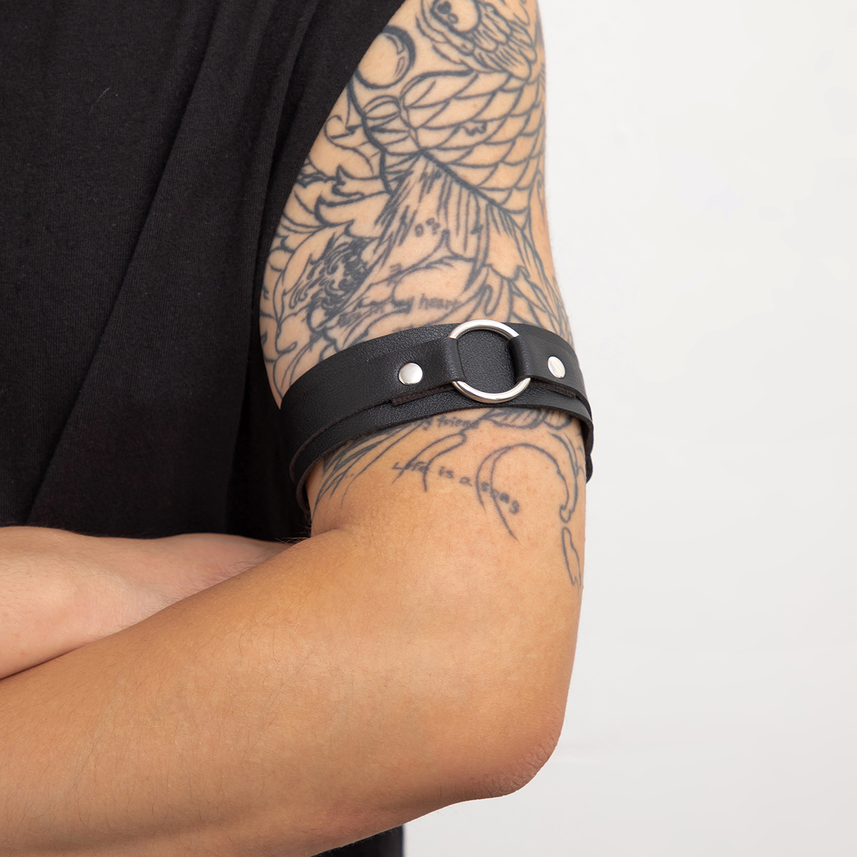 KunJoe, pulsera de cadena para brazo con hebilla de cuero PU negro para hombre, arnés ancho ajustable gótico, cinturones, brazalete, ropa para discoteca Rave para Cosplay