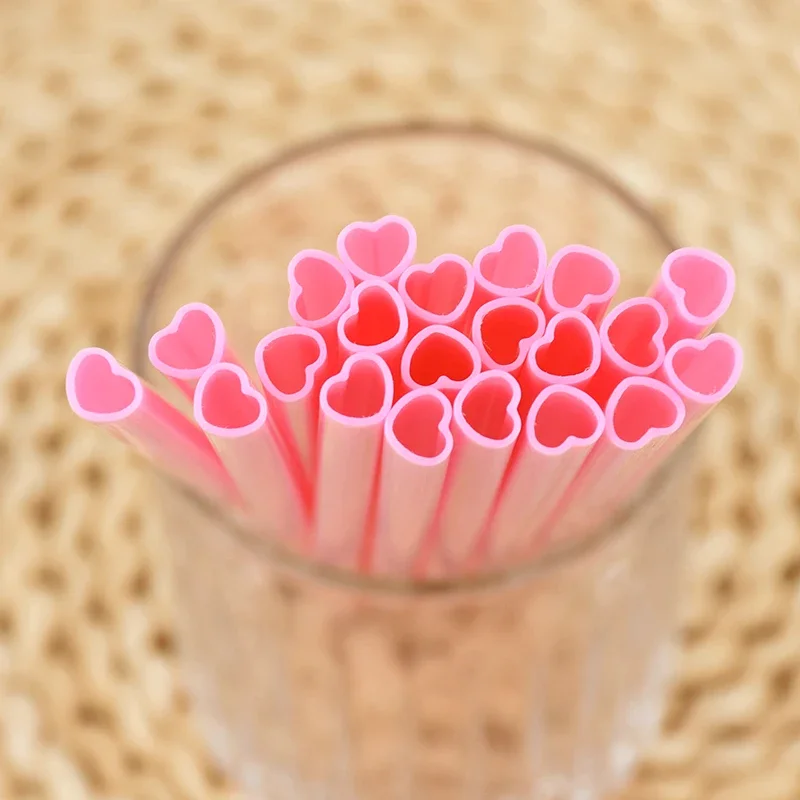 50 Uds. Pajitas desechables rosas en forma de corazón para beber, pajitas con boca de amor, suministros para de cumpleaños y boda, del Día de San Valentín