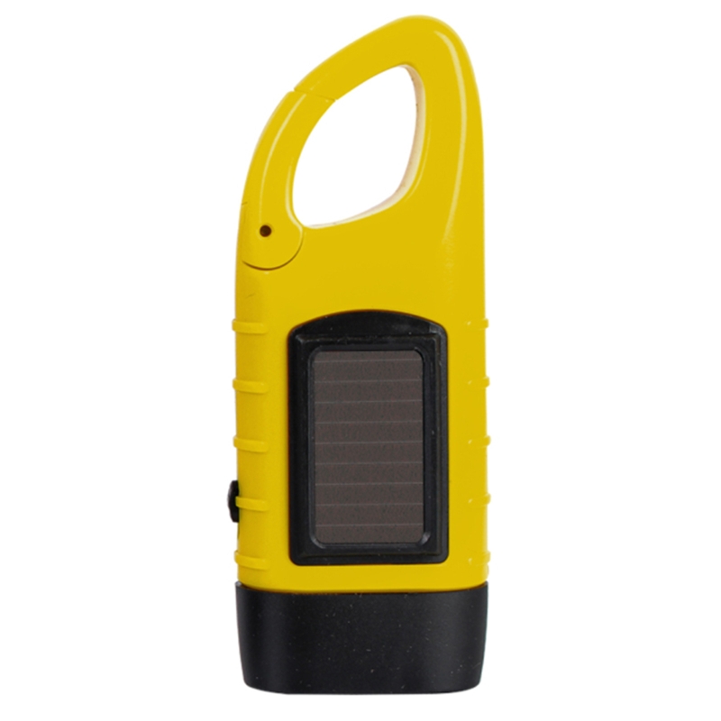 Solar Powered Flashlight Hand Crank Dynamo Rechargeable LED Light Lamp Charging Powerful Torch for Outdoor Activity: Yellow
