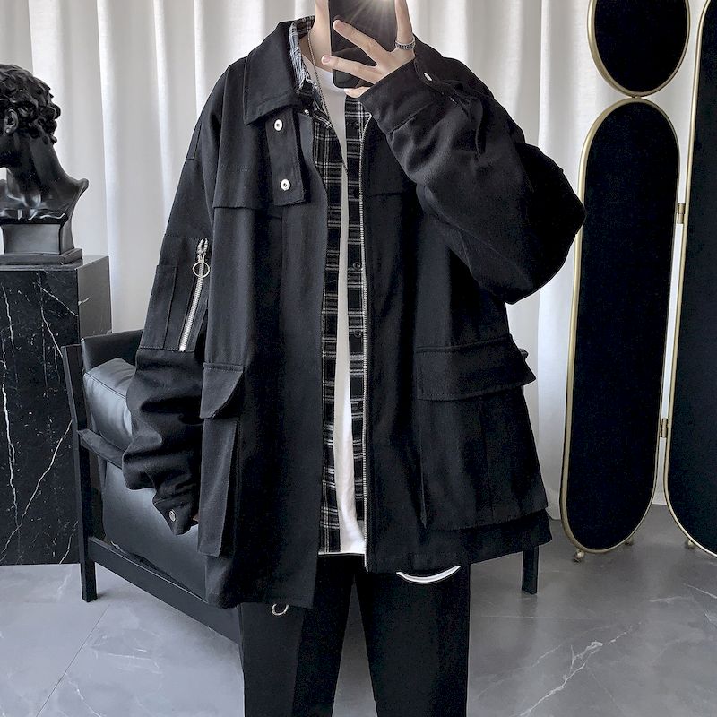 Diablo – veste safari pour hommes et femmes, manteau décontracté, tendance, multi-poches, style hongkongais, rétro, cool, pour étudiants coréens