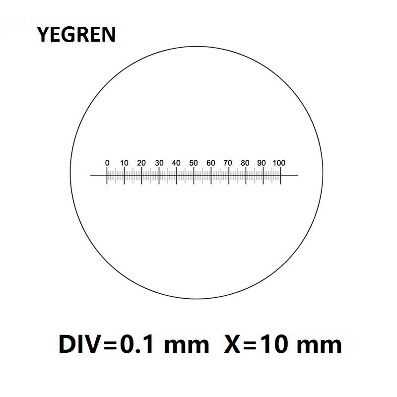 Micrómetro Ocular para microscopio, regla de escala X = 10, DIV, 0,1mm, medición Horizontal, 100 gratícula, calibración, micrómetro Ocular