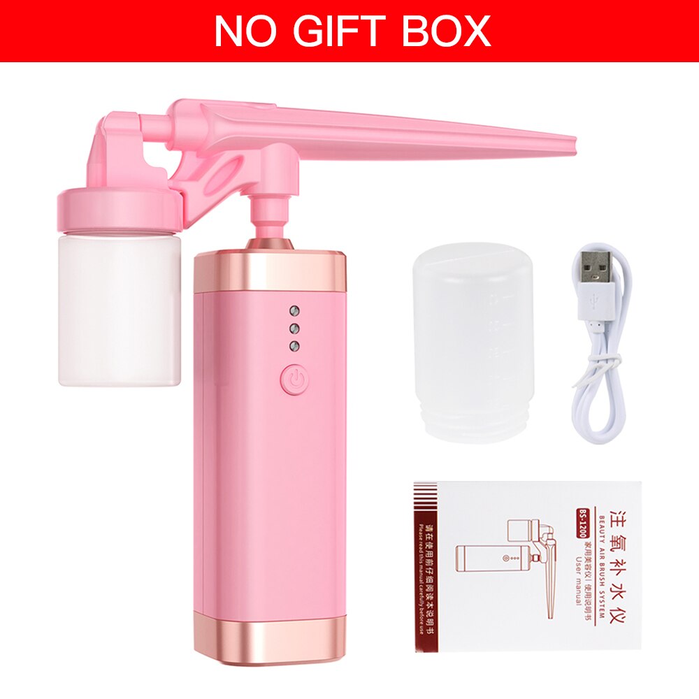 Oxygen Injection Moisturizing Beauty Machine Spray Portable USB Charging Nail Art Face Paint Cake Wireless Beauty Air Brush: Pink No gift box