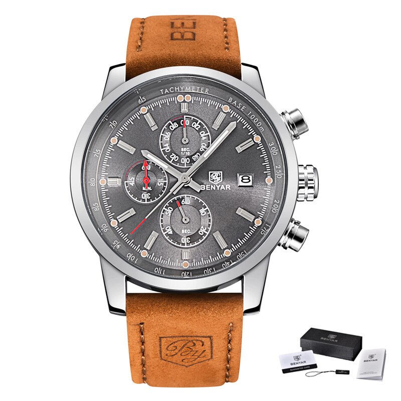 BENYAR moda chronograf sportowe męskie zegarki Top marka luksusowy zegarek kwarcowy Reloj Hombre Saat zegar męski godzina Relogio Masculino: Bronze