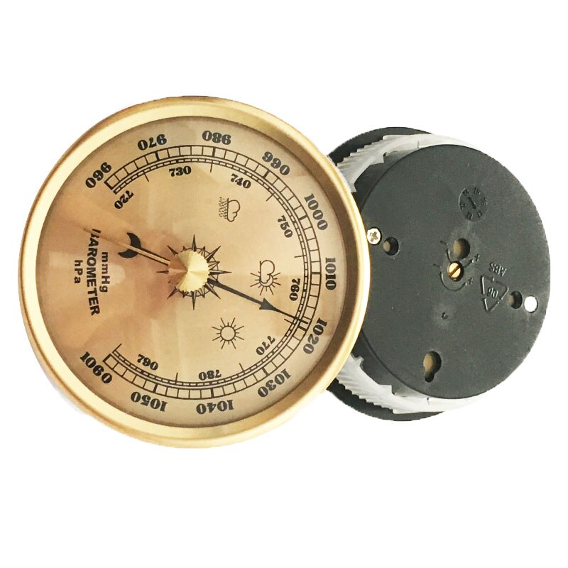 70mm Diameter Wall Hanging Barometer Outdoor Fishing Barometer 1060hPa Gold Color Round Dial Air Weather Station