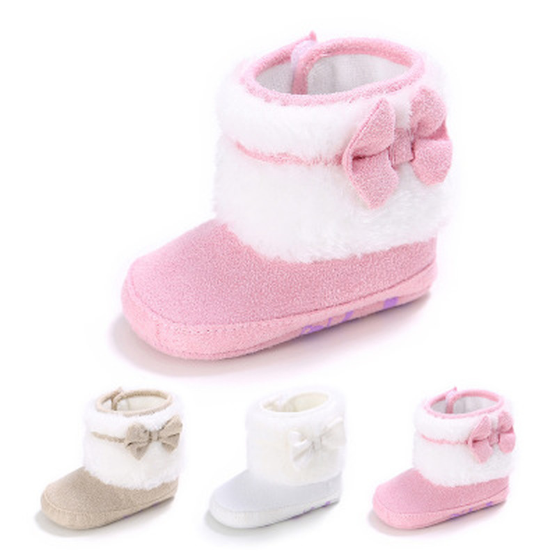 Pasgeboren Baby Baby Peuter Meisje Laarzen Crib Schoenen Bow Prewalkers Furry Sneeuw Winter Laarzen Strik Wandelaars Baby Meisje Laarzen