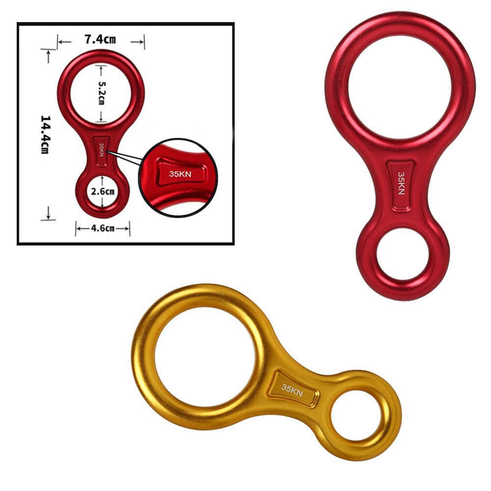 2pcs Climbing Descender 35KN Figure 8 Word Rope Descender Rappel Ring Downhill Eight Ring Rappelling Gear Belay Device Equipment