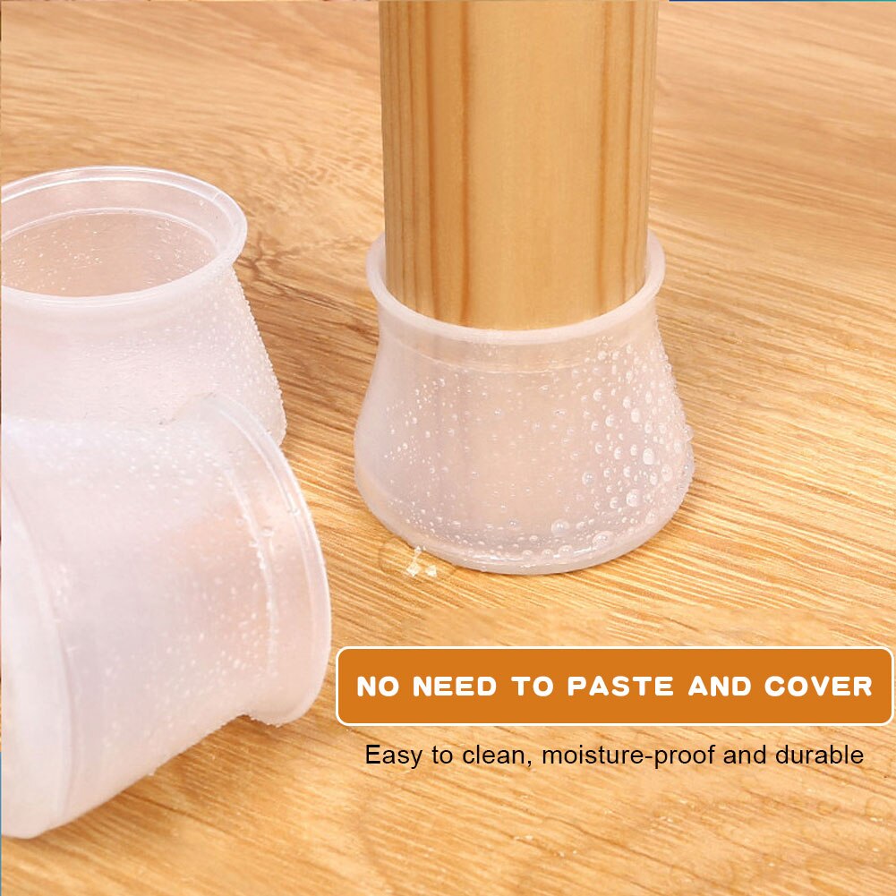 16Pcs Chair Foot Pad Silicone 40 mm Furniture Feet Protection Cap Non Slip Bottom For Round / Square Chair Leg Cover