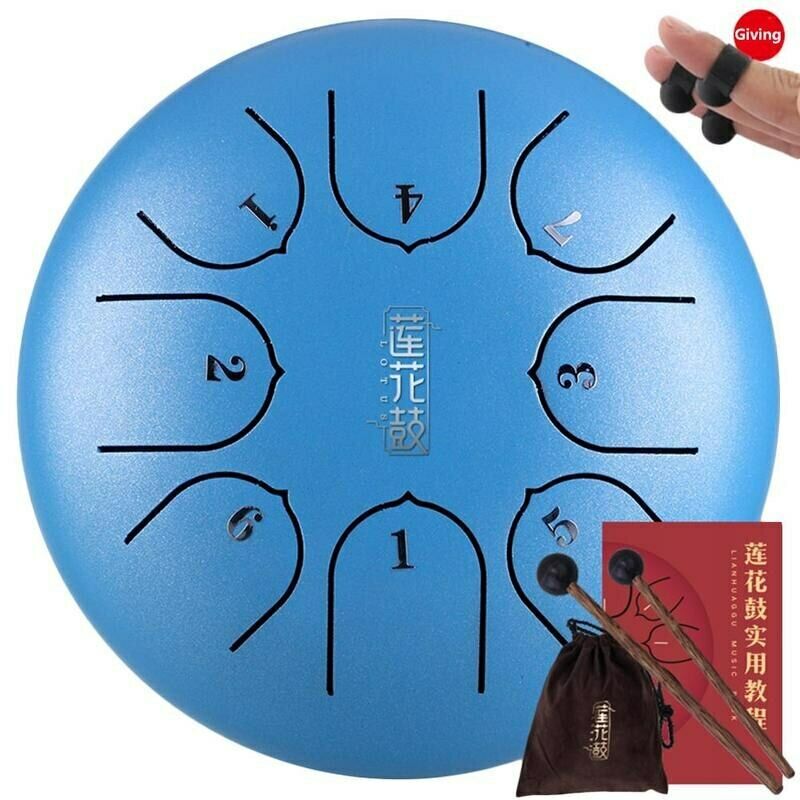 Alloy Steel Tongue Drum 6Inch 8 Tones with 1Pair Mallets + Storage Drum Bag THJ99