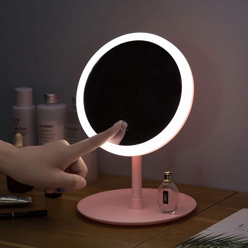 Led Light Makeup Mirror Storage LED Face Mirror Adjustable Touch Dimmer USB Led Vanity Mirror Table Desk Cosmetic Mirror