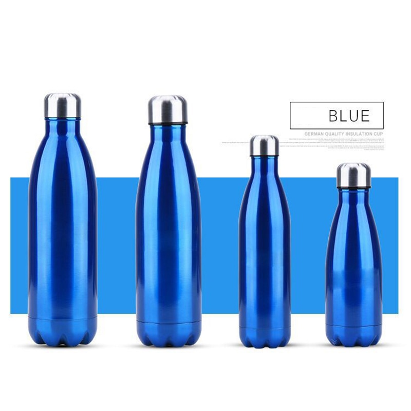 1 Pcs 500/750/1000 Ml Double-Wall Insulated BPA Free Water Bottle Stainless Steel Vacuum Thermos Tea Portable Accessory: blue 500ml