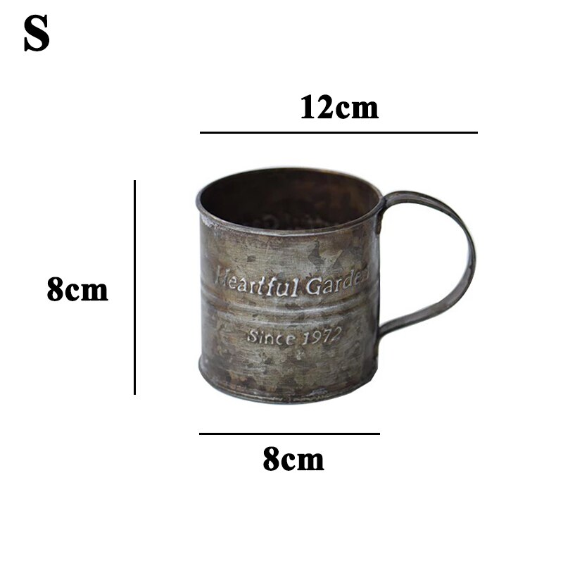 Tasse à poignée en fer rétro en métal, Vintage, impression anglaise en fer forgé, tasse à fruits, seau à fleurs, accessoires de maison, décoration de photographie: S