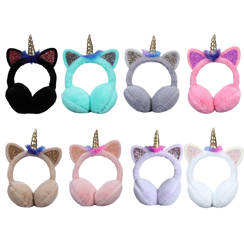 Winter Ear Muffs Kids Lovely Thicken Plush Unicorn Warmer Earmuffs Oreille Ear Cover Oorwarmers Dames