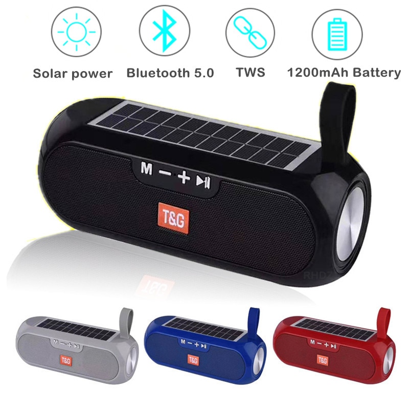 Bluetooth Speaker Draagbare Kolom Draadloze Stereo Muziek Box Solar Power Bank MP3 Luidspreker Outdoor Waterdichte Luidspreker