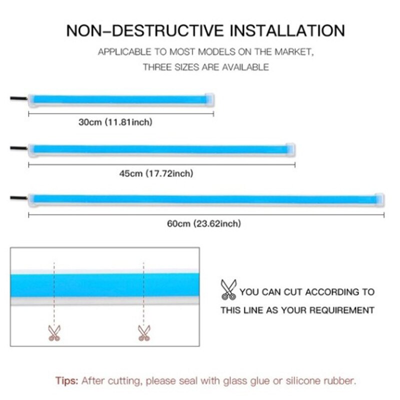 Start scanning automobile LED daily light external ultra thin light guide bar dual color streamer LED turn signal driving light