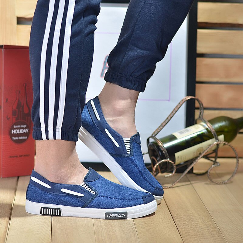 Män casual canvas skor tryck sneakers sommar trainers fritids skor herr lägenheter slip skor chaussures pour hommes