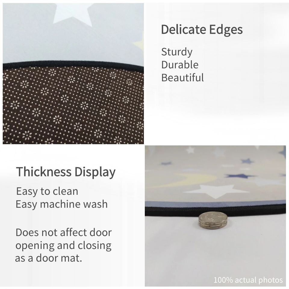 Grijs Tapijt Met Begint Ronde Tapijt Kinderkamer Cartoon Play Tapijt Voor Kinderen Nordic Slaapkamer Bed Tapijt Zachte Non- slip Mat