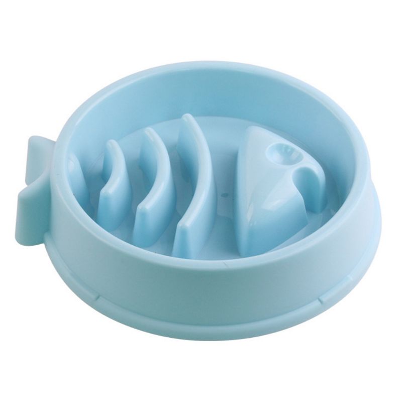 Pet Slow Eating Feeder Fish Shape Dog Bowl Bloat Stop Healthy Interactive Feeding Food Puppy Plate Dishes: Blue