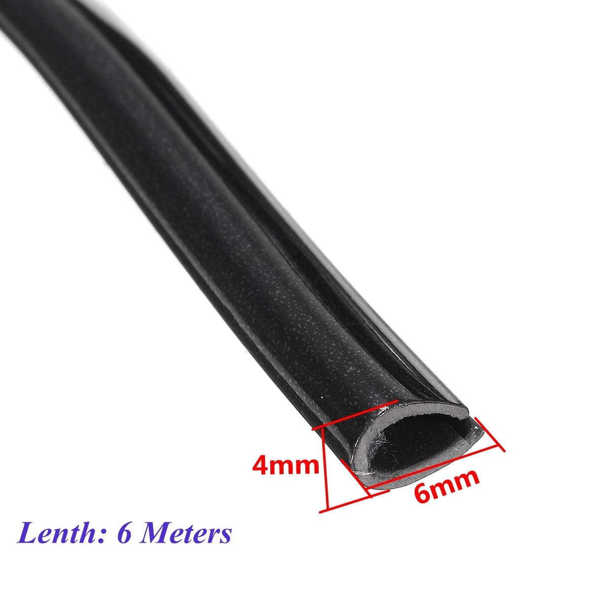 Black/Silver 6 Meters U-Shape Car Door Edge Gard Trim Molding Strip Protectors PVC 6mm x 4mm Universal