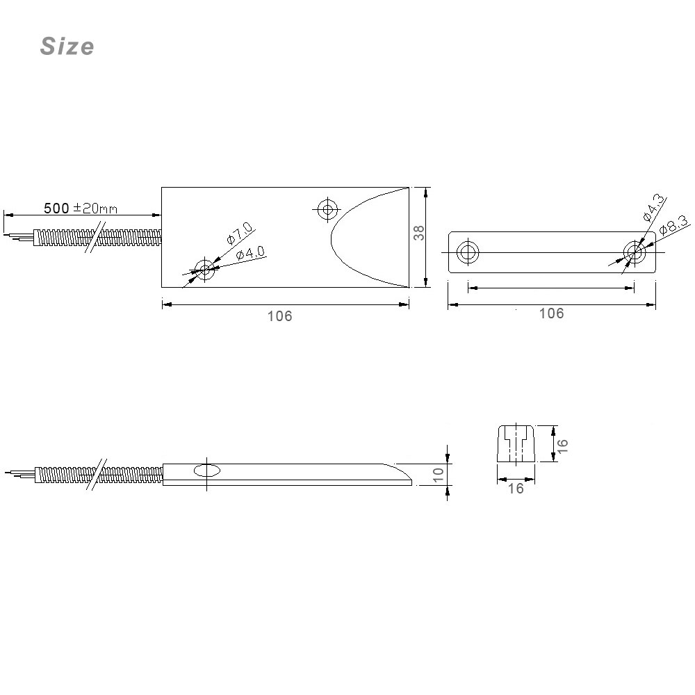 Wired Metal Roller Shutter Door Magnetic Contact Waterproof Switch Alarm Door Sensor for Home Alarm System
