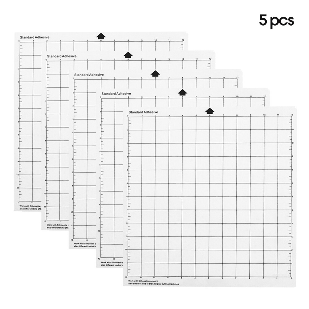 Tapis de découpe de remplacement Transparent PP, 1/3/5/10 pièces, tapis adhésif avec mesure 12 pouces pour traceur de Silhouette Cameo: 5Pcs