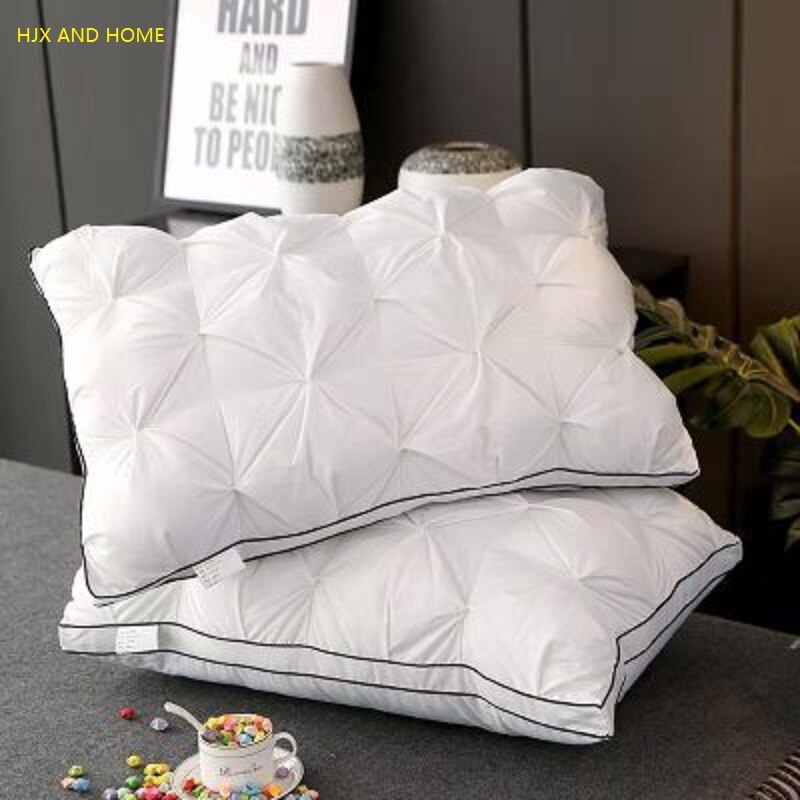 100% Cotton pillowcase White Goose Down/feather Pillow Orthopedic Neck Pillows Health Pillow for Sleeping: White One piece