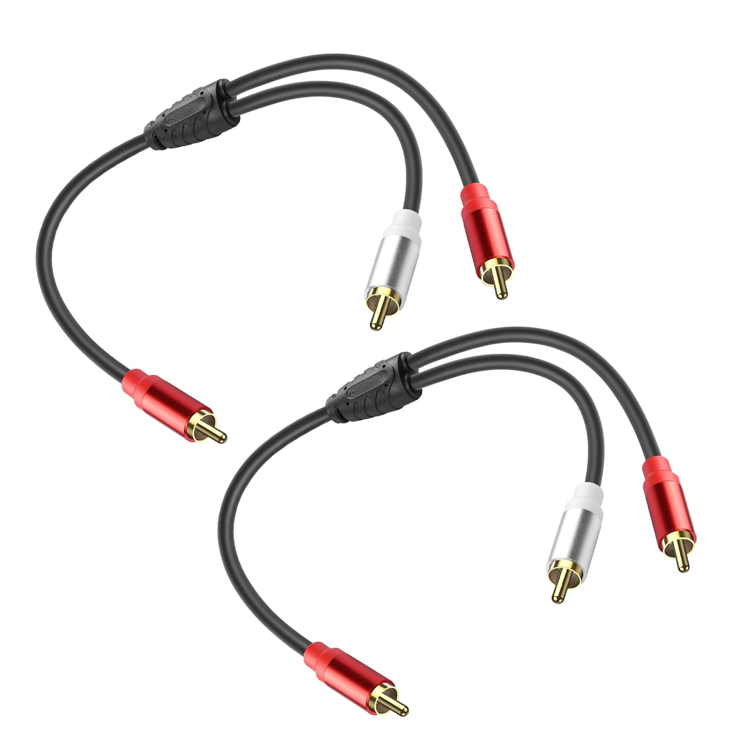 Rca y-splitterkabel rca  to 2 rca stereolyd subwooferkabel hann-til-hann splitter lydkabel for forsterker høyttalerlyd tv