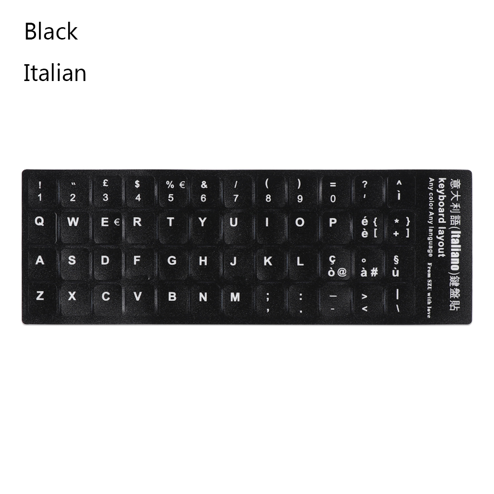 1 stk slidstærke tastaturklistermærker spansk/engelsk/russisk/dysk/arabisk/italiensk/japansk bogstaverstatning til bærbar pc