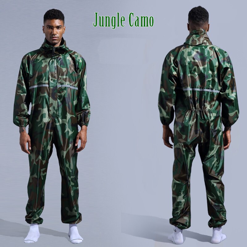 Waterdichte Overall Hoed Olie Slijtvaste Werk Veiligheid Kleding Regenjas Voor Sparying Schilderen Fabriek Kleren Totale Pak: Jungle Camo / 4XL-190