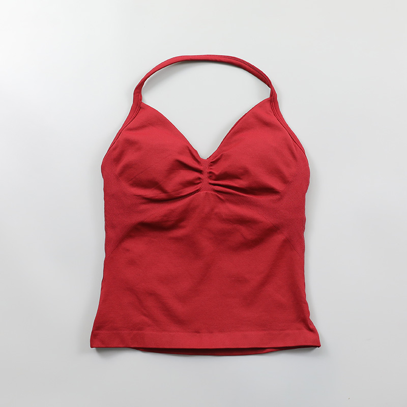 Impact Longline Strappy Top Women Seamless Yoga Tank Tops Ruched Backless Gym Clothes Workout Sleeveless Shirts With Buit In Bra