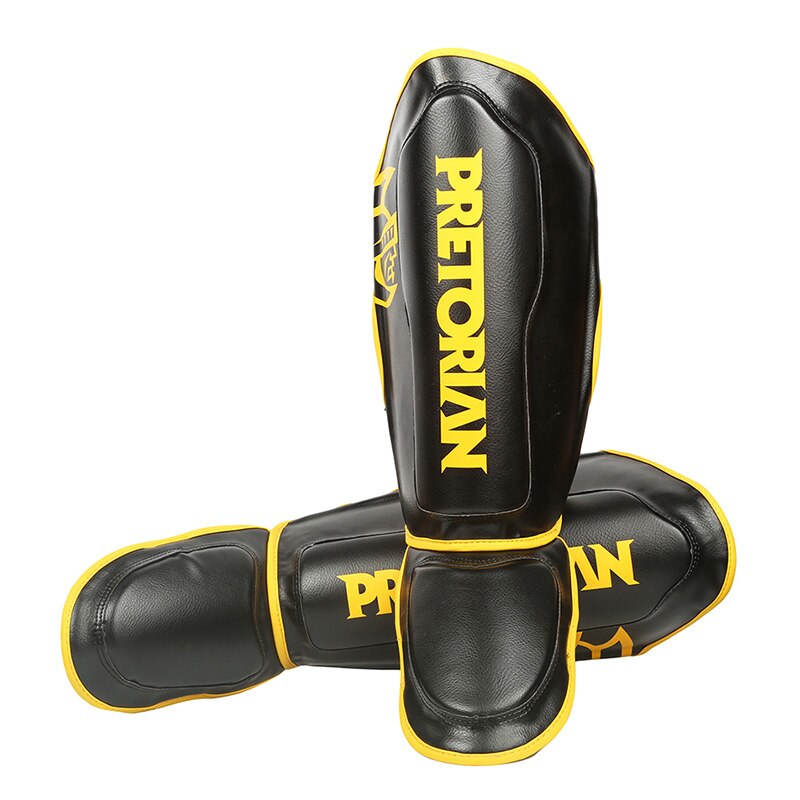 1 Para MMA PRETORIAN Schienbeinschoner Muay thailändisch Sanda Muay thailändisch trete Boxen Gamaschen Pretorian Schienbeinschoner Knöchel Schutz: verdicken Schwarz / L