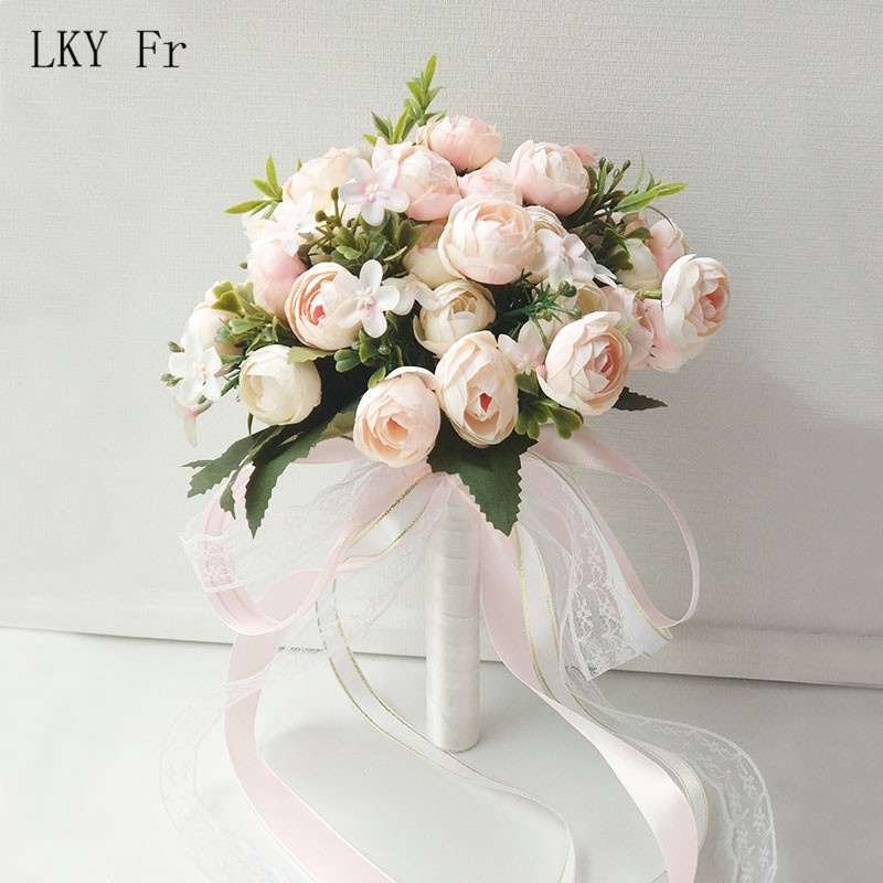 Lky fr brudebukett kunstige roser bryllupsbukett til brudepiker brud bryllup blomster brudebukett ekteskapstilbehør