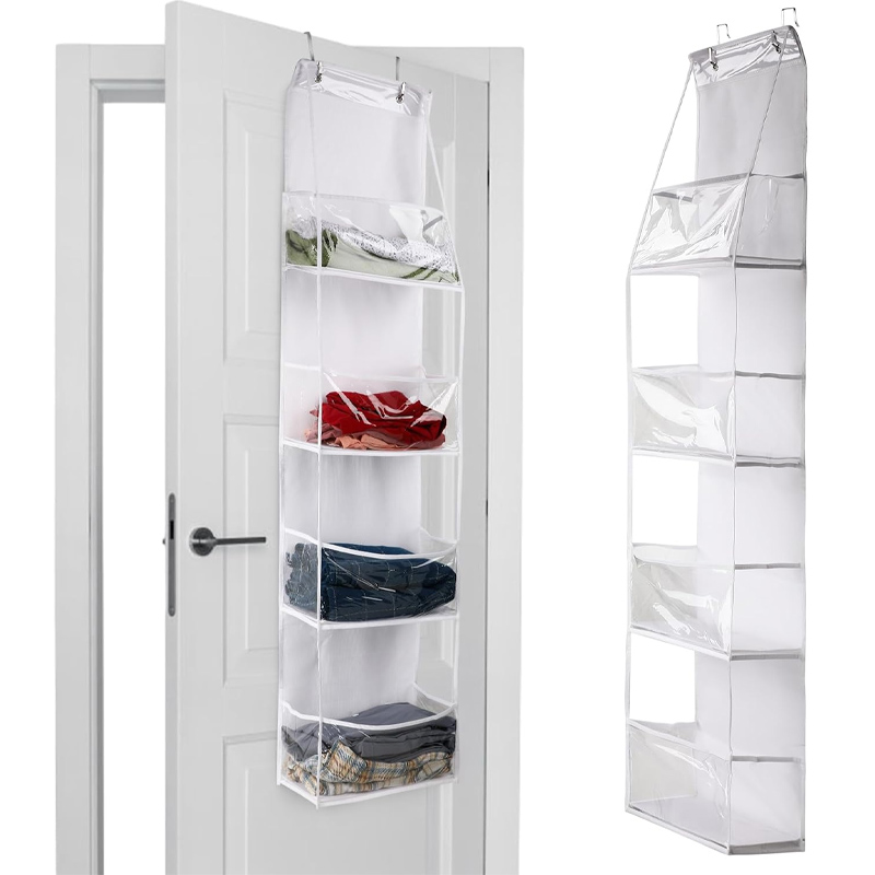 4-Regal, durchsichtig, über der Tür, Organizer, Schrank, Speisekammer, Tür, Aufbewahrung, Hängeraum-Organizer mit Kunststofftaschen für Küche, Schlafzimmer