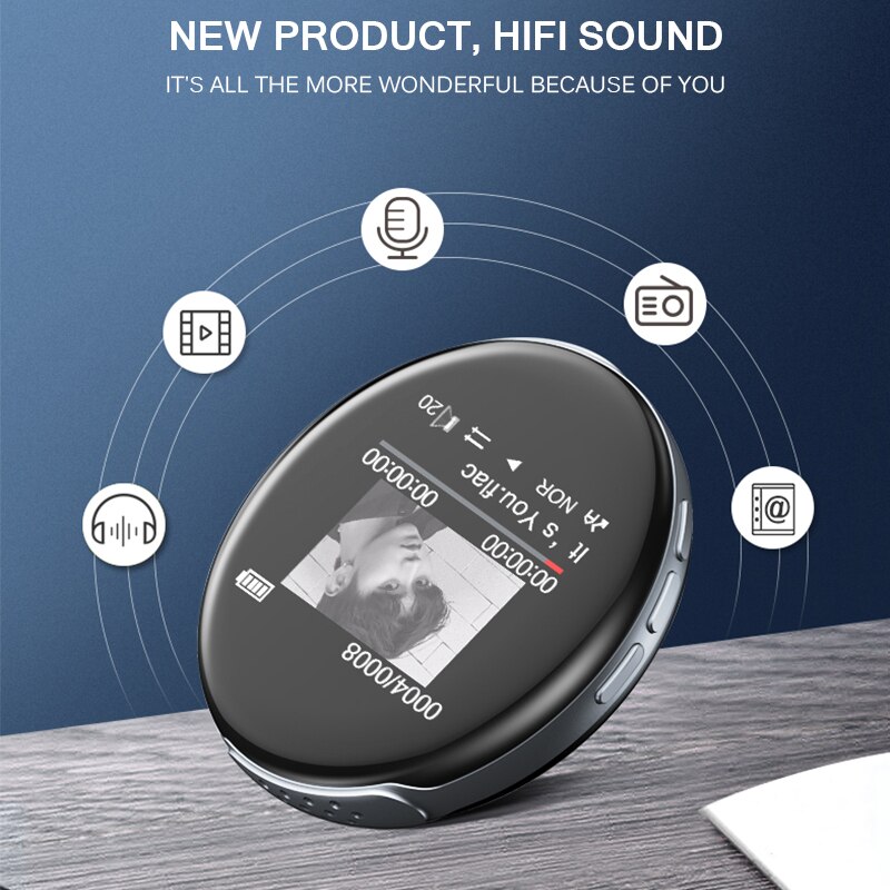 Runde MP3 Spieler Bluetooth Sport Mini 8GB MP3 Spieler tragbar Mit Eingebauter Lautsprecher FM E-buch Mit 1,44 Zoll TFT farbe Bildschirm
