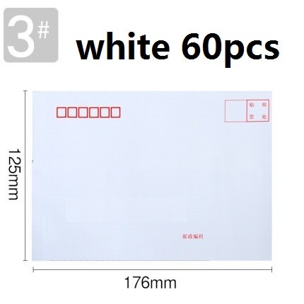 Brown Kraft Paper Envelope International Standard White Letter Pocket Business Office Files Documents Bills Students Sobres 3426: 3420 60pcs