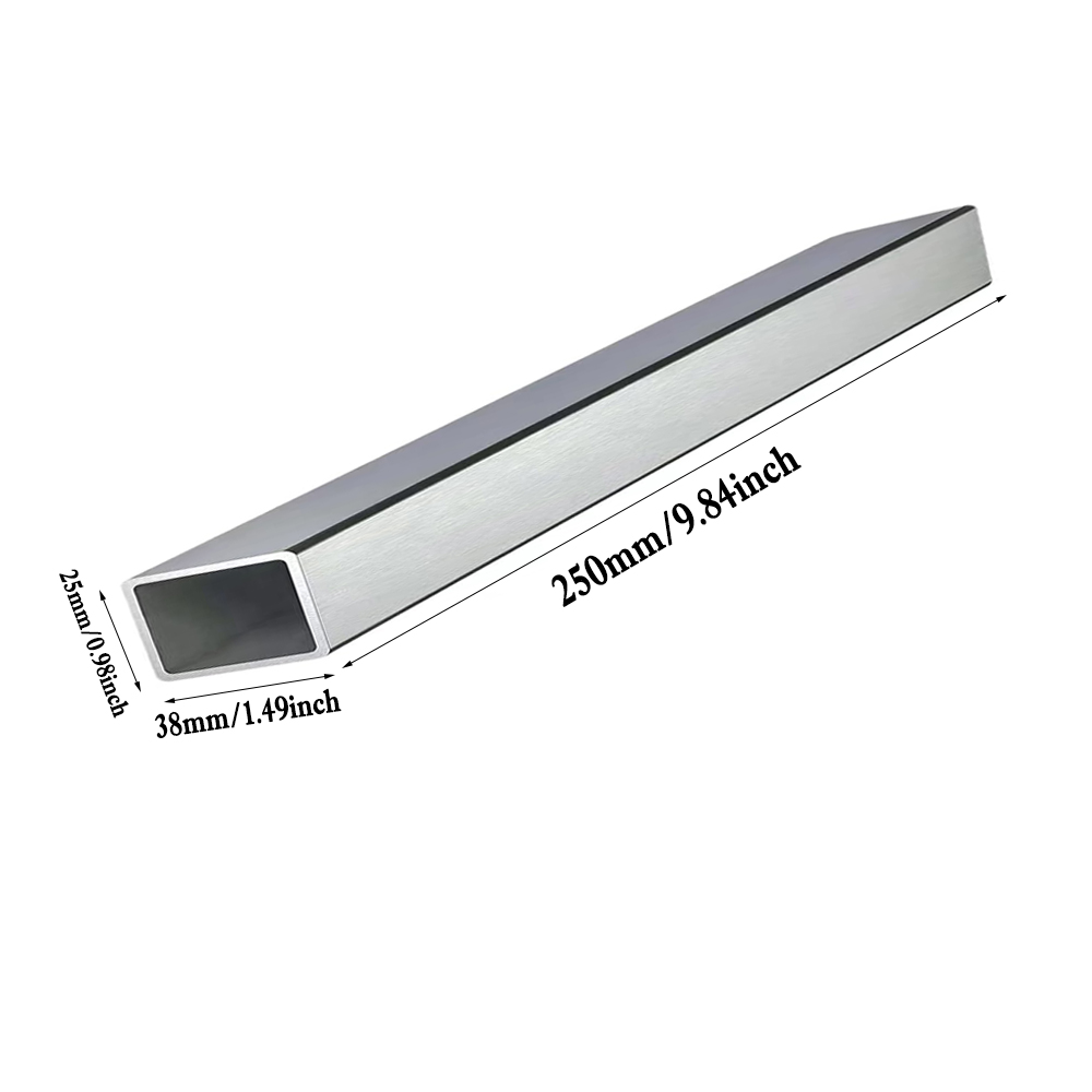 Roestvrij staal 304 rechthoekige buis 250 mm x 1 mm wanddikte, metalen profiel voor bouw, handwerk en reparatie: Zilver