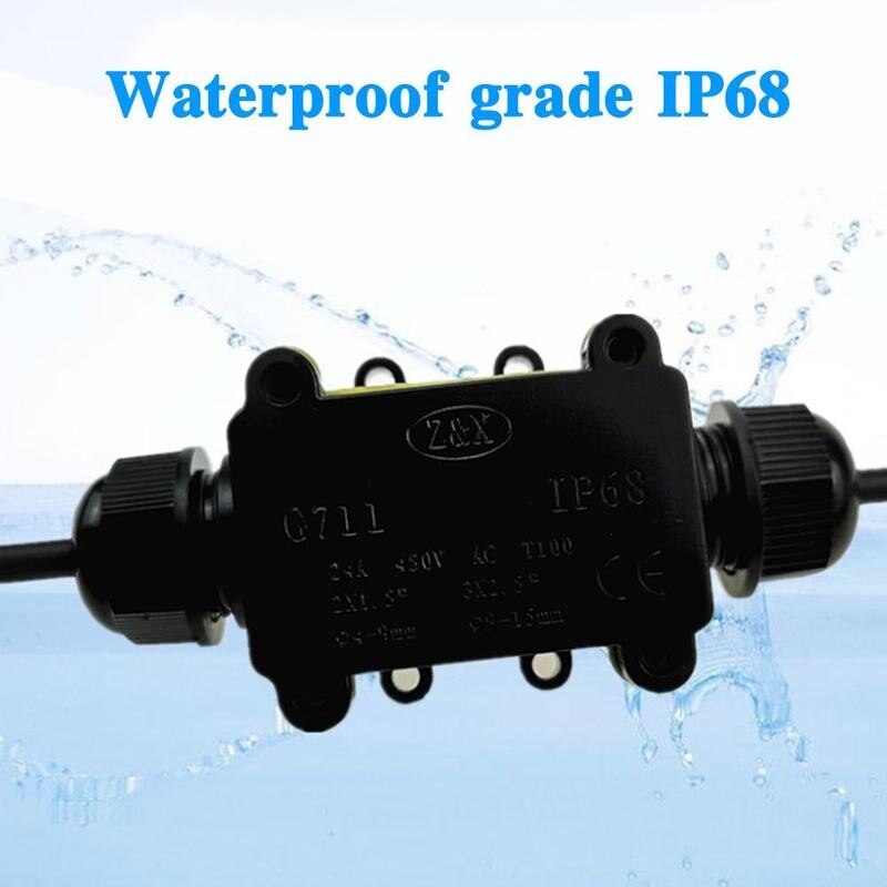 IP68 Waterproof Junction Box 2 Way G711 Electrical Retardant Sealed Outdoor Terminal Lights Case Cable Wire For LED Connect E8B7