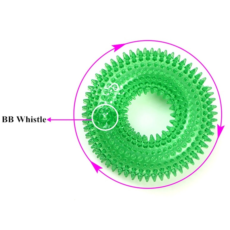 Squeak Chew Pet Toys for Large Dogs Golden Retriever Training Funny Circular Ring of Hawthorn Interactive Toys Dog Toothbrush