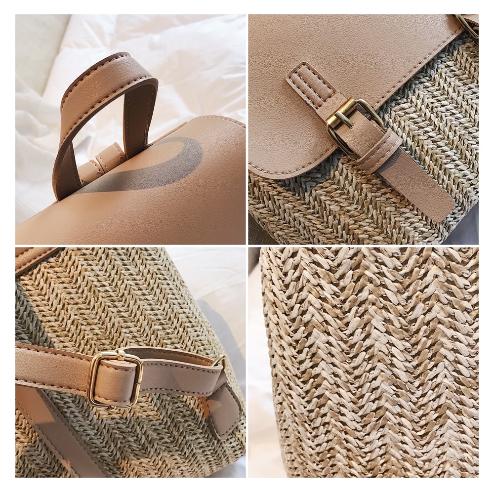 Herald femmes paille tissé sac à dos pour adolescente été sacs à dos sacs de voyage collège sac à dos directe
