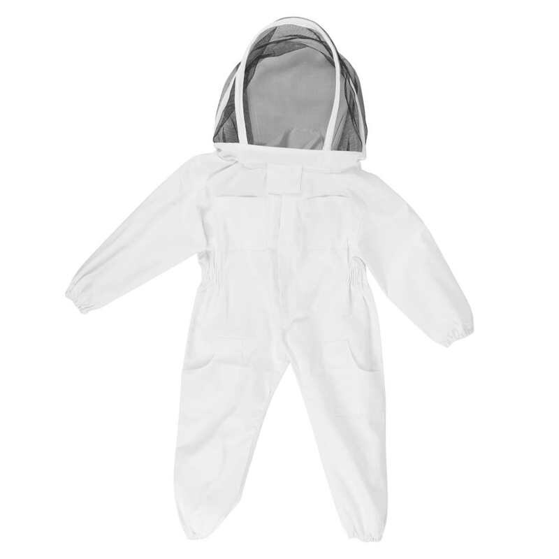 Children Bee Suit Beekeeper One-Piece Anti-bee Beekeeping Suit with Veil Hood Children kids Beekeeping Protective Clothes: M White
