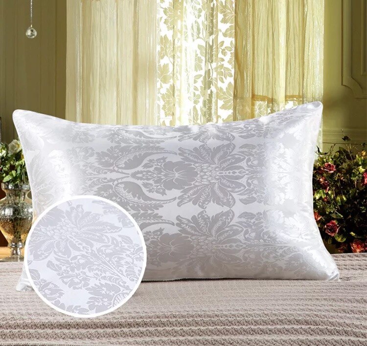 48*74cm luksus morbær silke pute/naturlig silke pute trykk minne nakke helse fem-stjerners hotell silke puter floral: Hvit (1 stk)