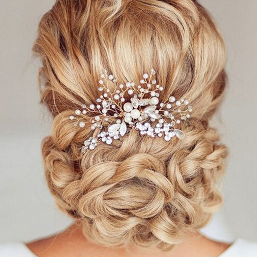 Trendy silber Haar Clip Vintage Hochzeit Braut Perle Blume Kristall Haar Pin Brautjungfer Clip Kamm Braut Haar Schmuck Zubehör