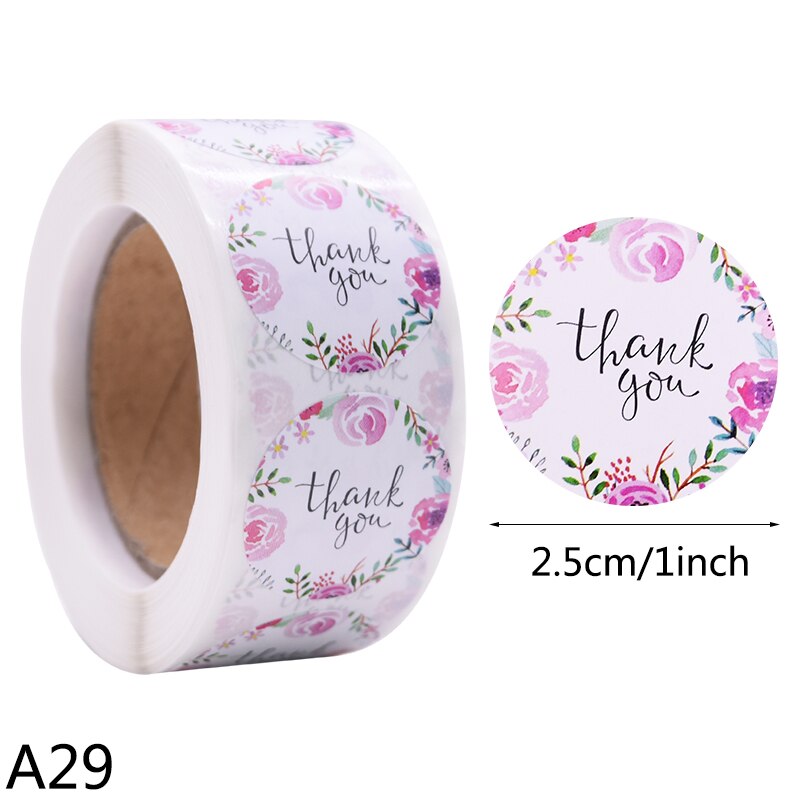 Étiquettes autocollantes merci à sceller, 500 pièces/rouleau, 2.5cm, pour emballage , Festival, fête d'anniversaire, décoration: A29