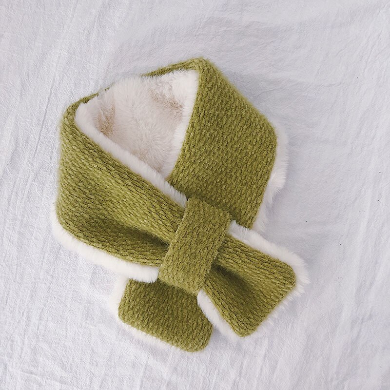 Boys Girls Cross Scarf Warm Winter Autumn Kids Collar Scarf Neck Warmer Children Scarf 1-4Y: green