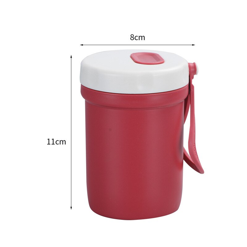 Grid Microwave Lunch Box Portable Japan Compartment Bento Box Simple Style Fruit Salad Container Storage For Kids With Tableware: RED CUP